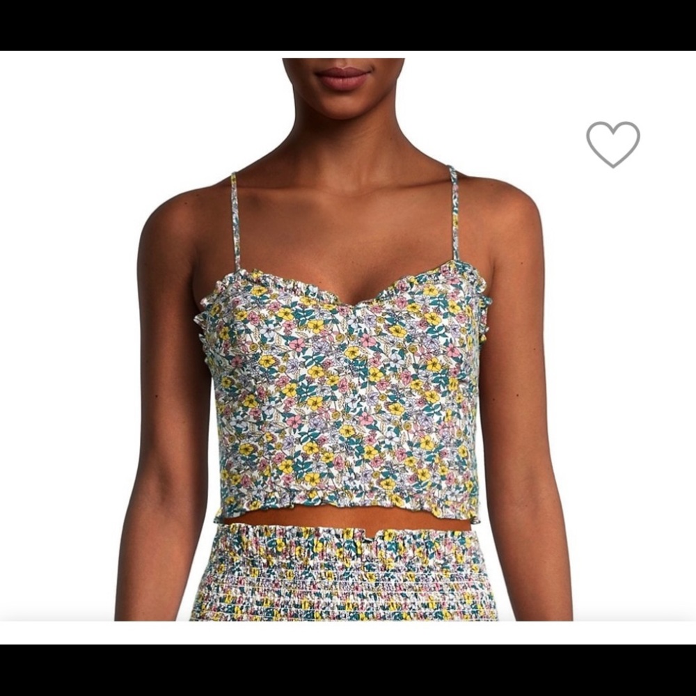 BCBGeneration Floral Smocked Crop Top Sz L
